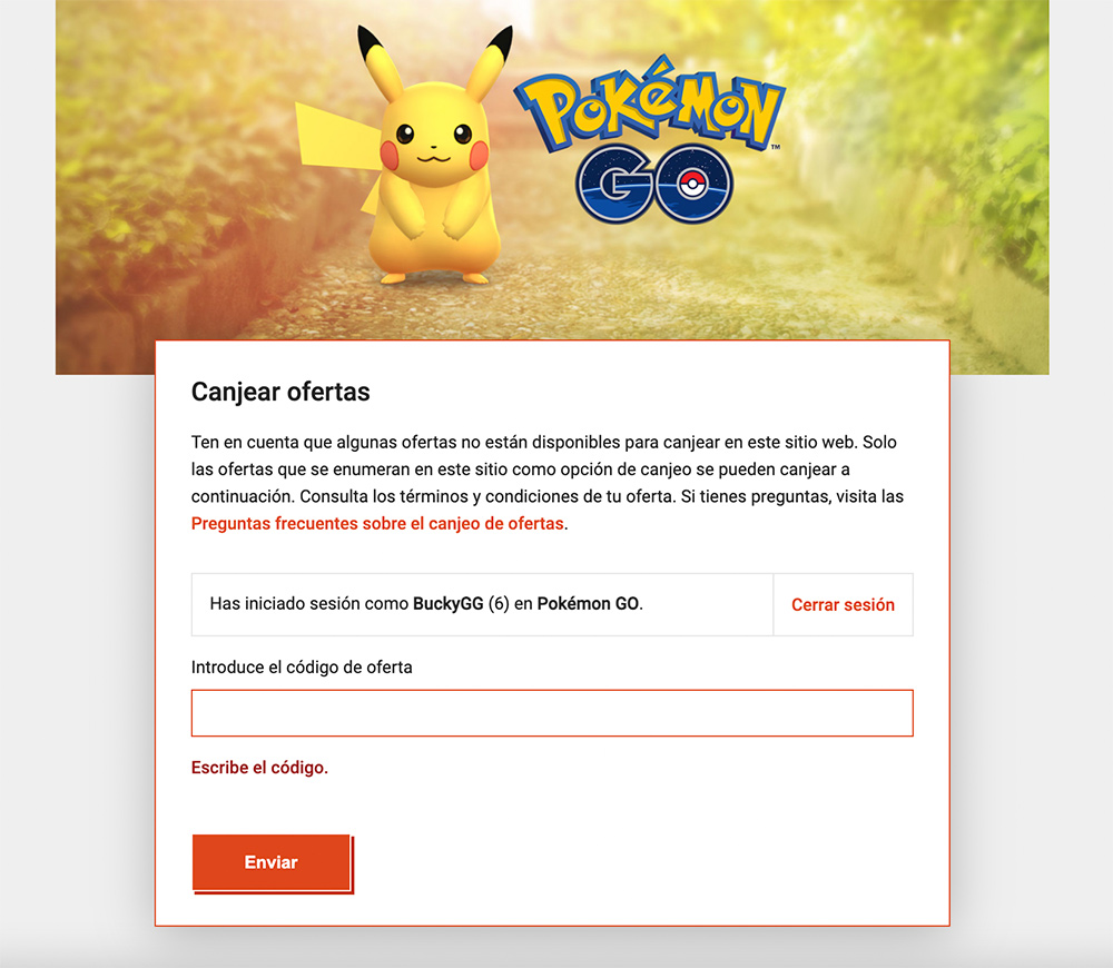 canjear codigo pagina web niantic pokemon go
