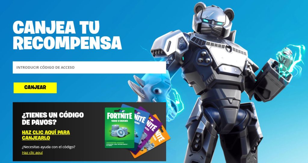 fortnite codigos como canjear pagina