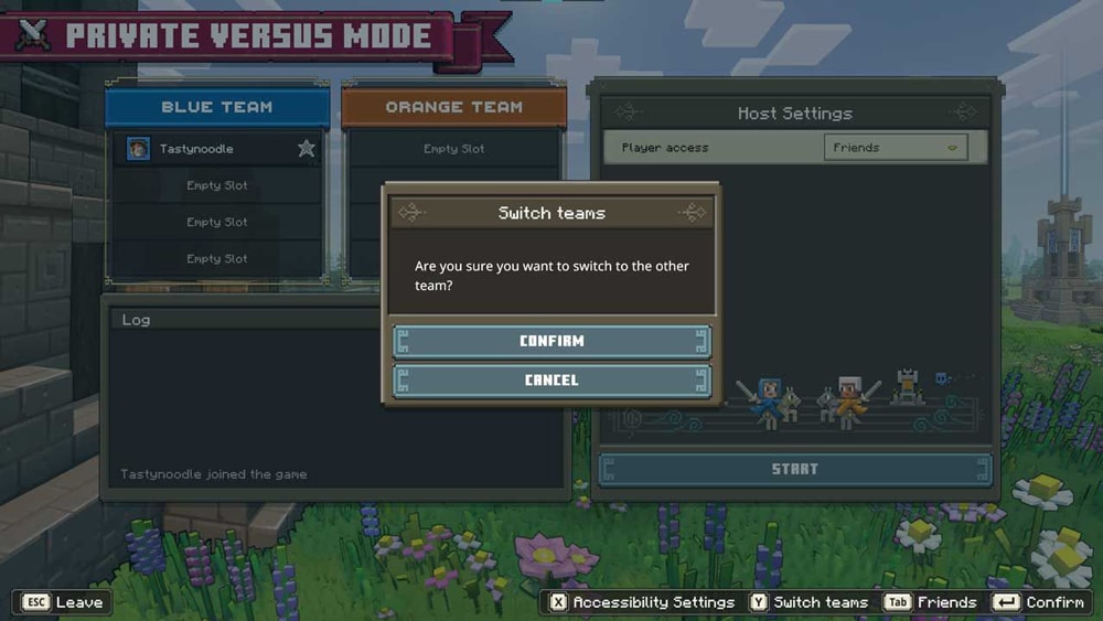 minecraft legends cambiar equipo partida privada