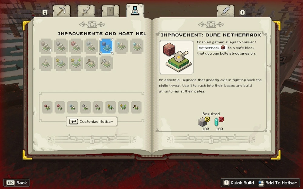 minecraft legends curar netherrack mejora