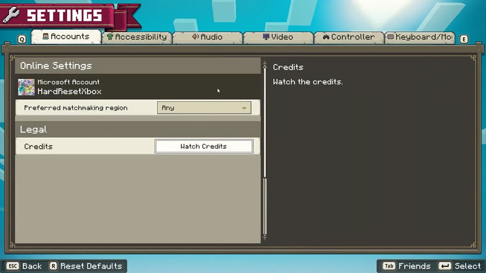 minecraft legends pantalla de configuracion