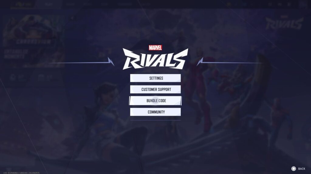 marvel rivals menu de opciones